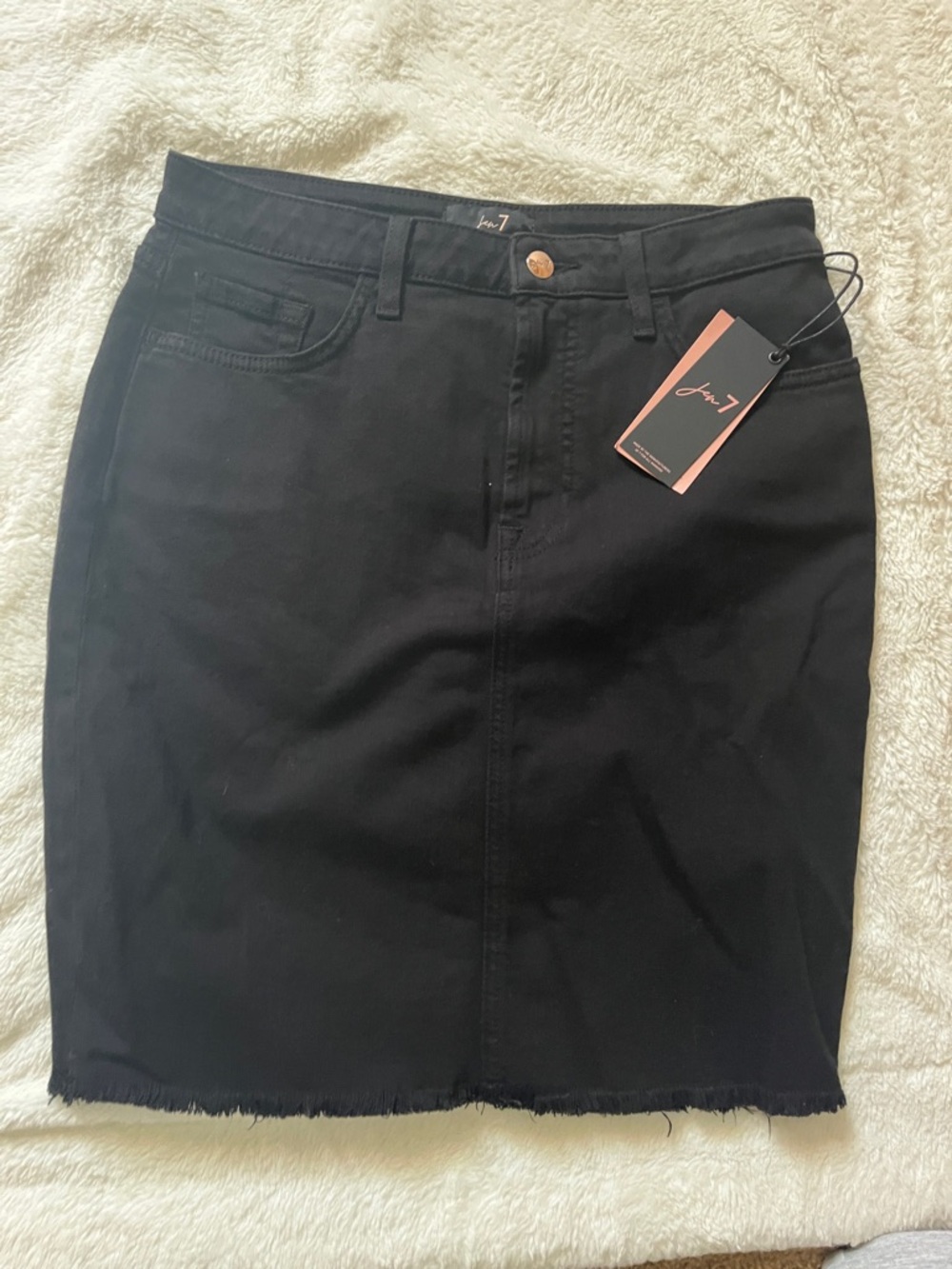 Jen 7 Black Frayed-Hem Pencil Skirt - Size 6 NWT